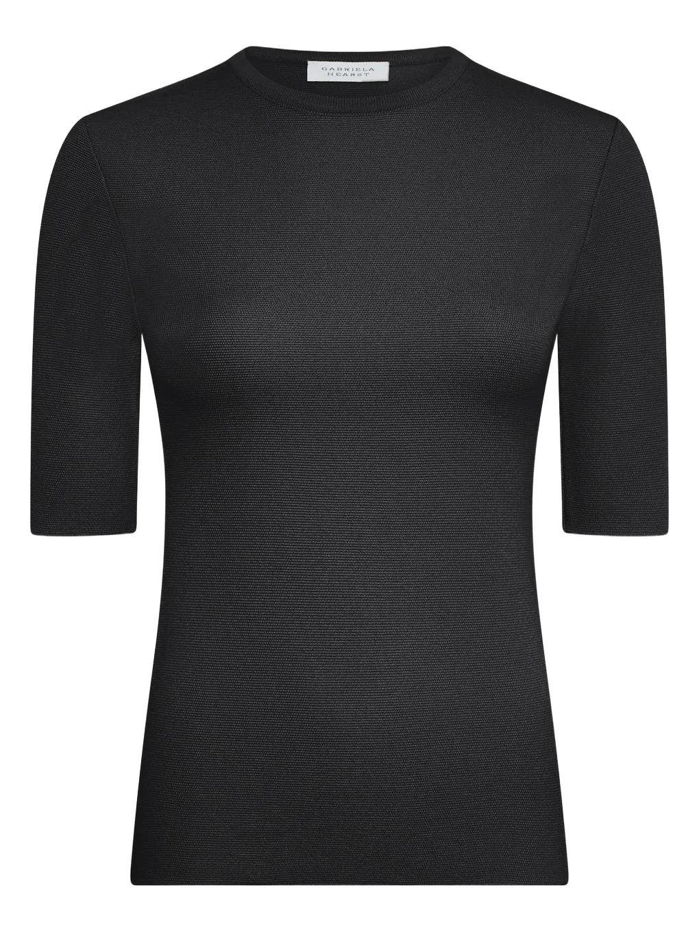 Gabriela Hearst Axis Knit T-Shirt in Black Merino Wool
