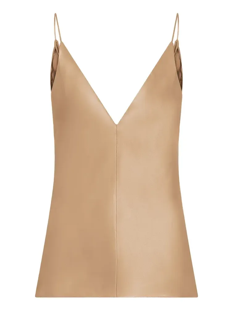 Maria Top in Camel Silk Satin