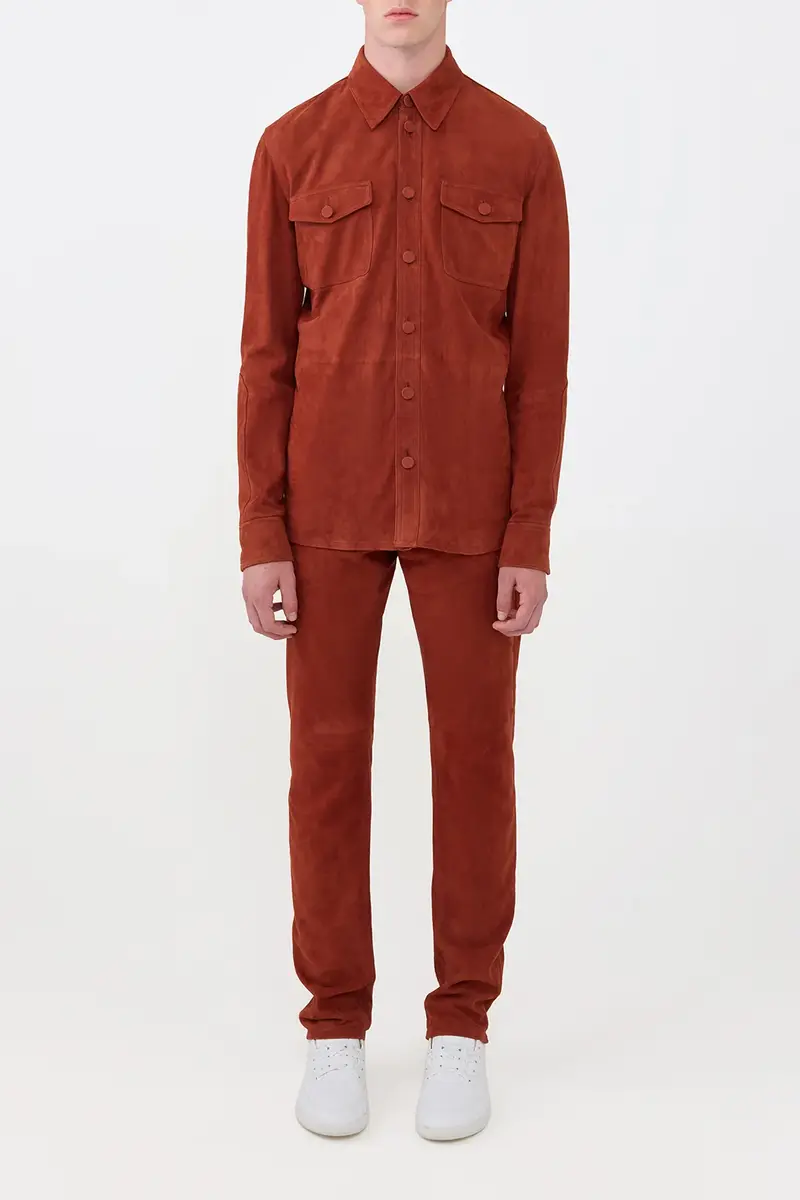 Gabriela Hearst Lucas Overshirt in Rust Suede | Thumbnail 3 Gabriela Hearst Lucas Overshirt in Rust Suede | Thumbnail 3