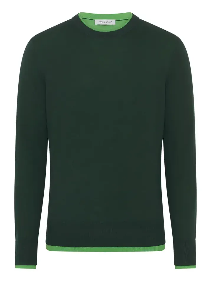 Wells Reversible Knit Sweater in English Green & Fluorescent Green Cashmere Silk Wells Reversible Knit Sweater in English Green & Fluorescent Green Cashmere Silk