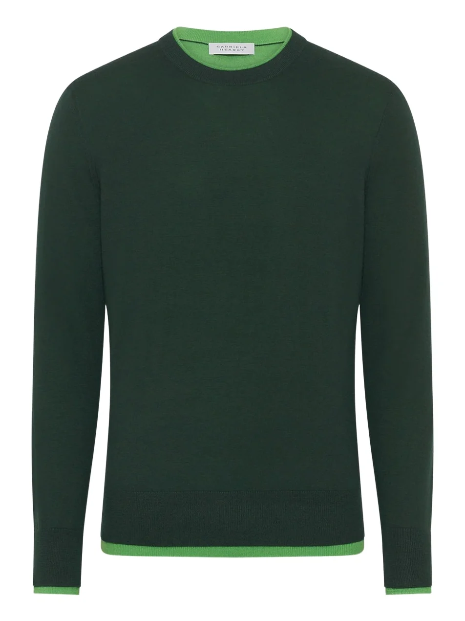 Gabriela Hearst Wells Reversible Knit Sweater in English Green & Fluorescent Green Cashmere Silk