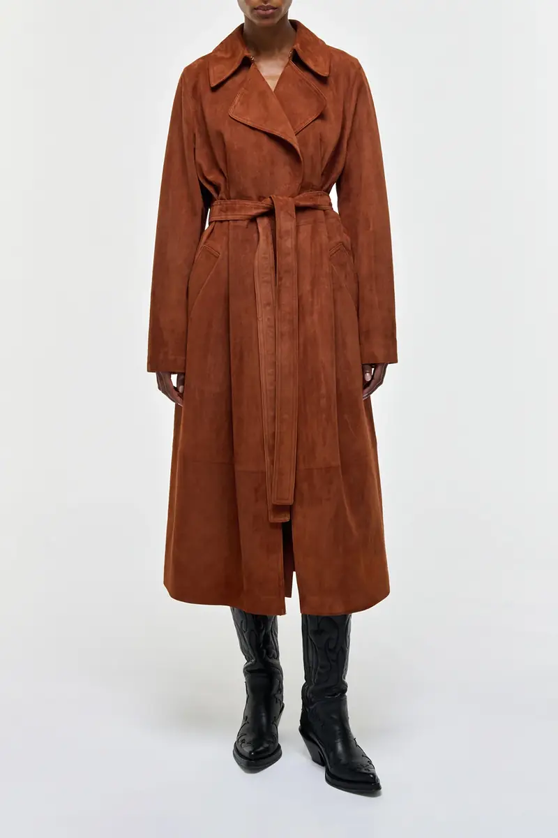 Gabriela Hearst Lyra Trench Coat in Cognac Suede | Thumbnail 3