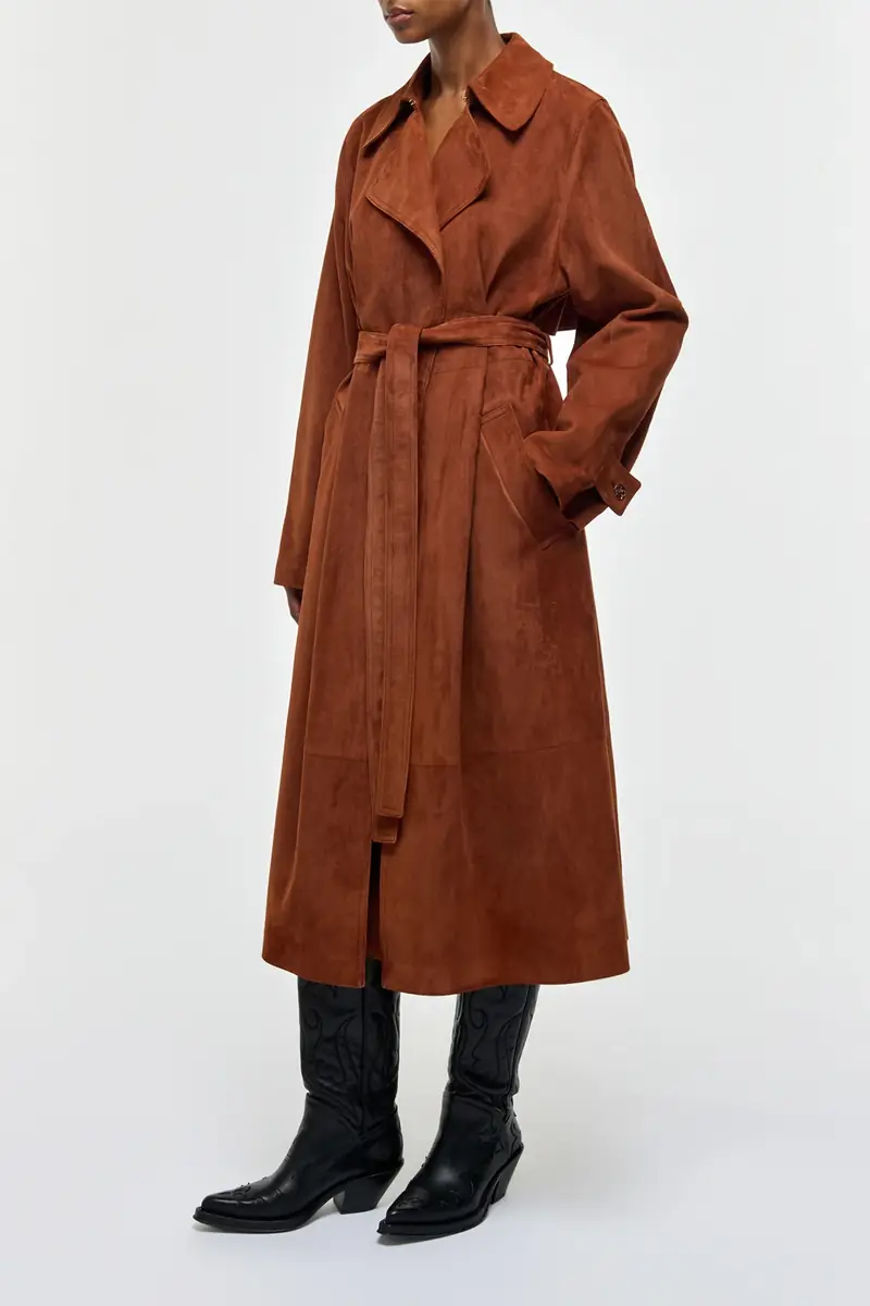Gabriela Hearst Lyra Trench Coat in Cognac Suede | Thumbnail 4