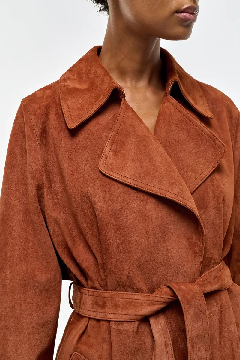 Gabriela Hearst Lyra Trench Coat in Cognac Suede | Thumbnail 6
