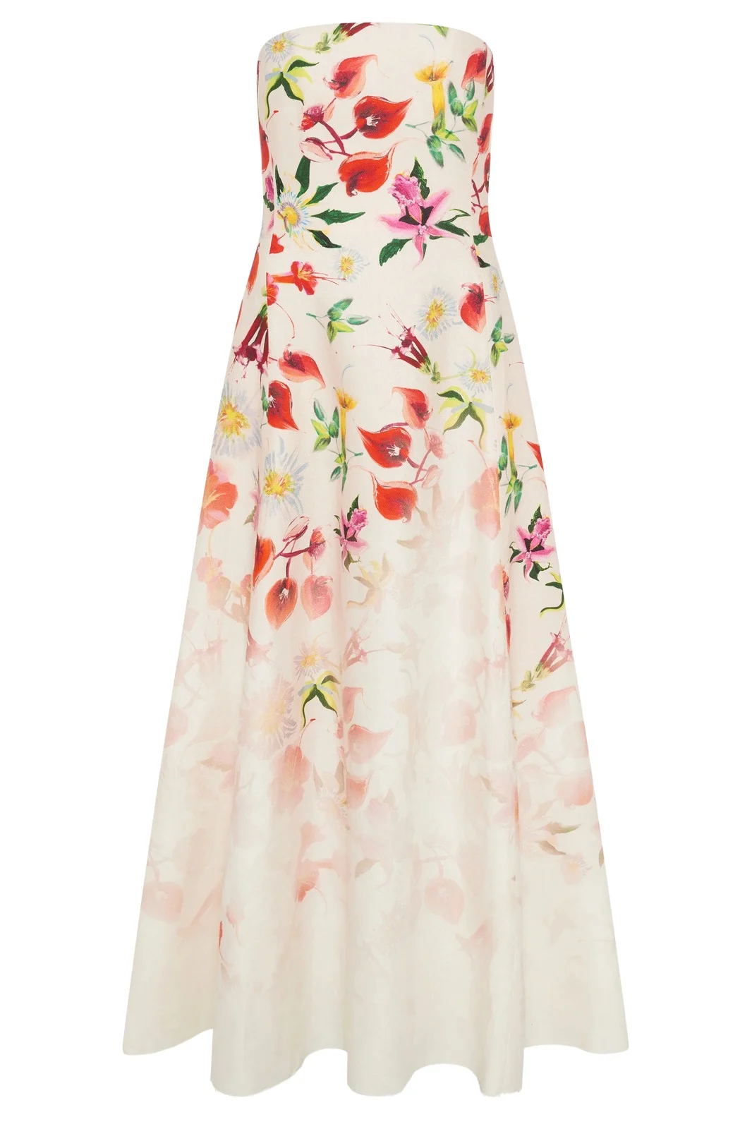 Alessia Strapless Maxi Dress in Uruguayan Flowers Printed Linen Alessia Strapless Maxi Dress in Uruguayan Flowers Printed Linen