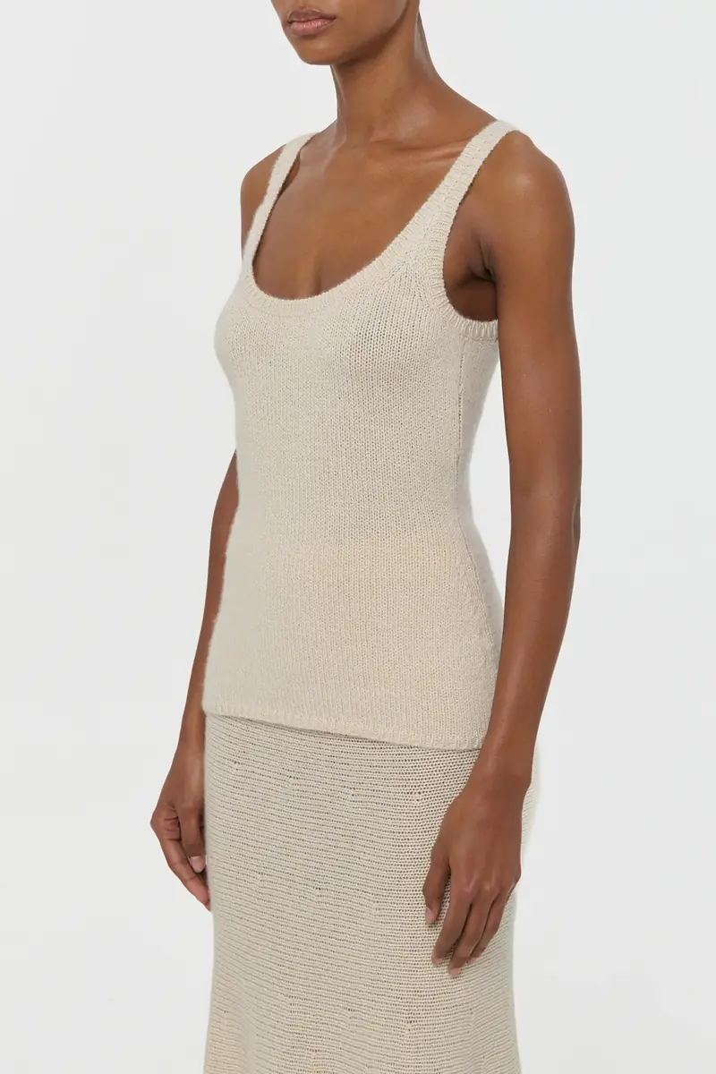 Gabriela Hearst Brigid Knit Tank Top in Off White Cashmere | Thumbnail 3 Gabriela Hearst Brigid Knit Tank Top in Off White Cashmere | Thumbnail 3