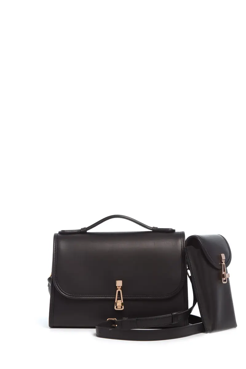 Gabriela Hearst Medium Leonora Flap Bag in Black Leather | Thumbnail 2