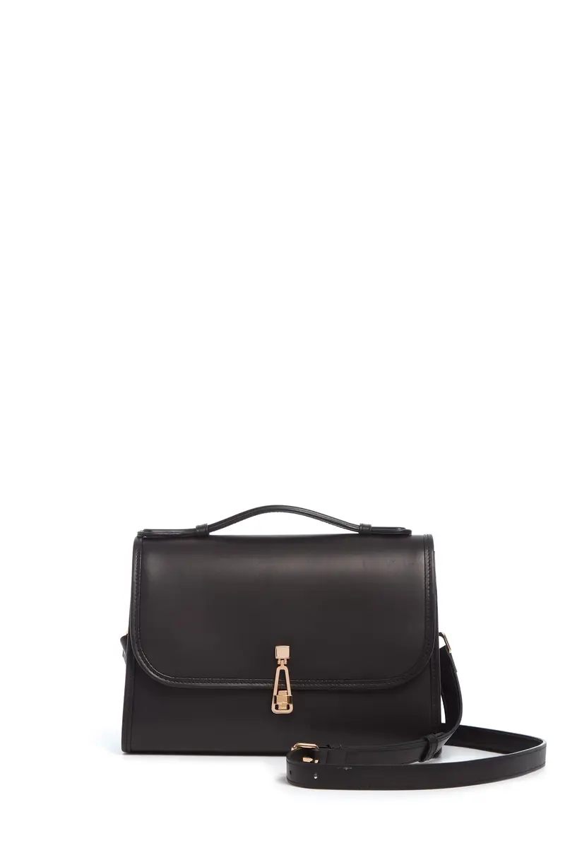 Gabriela Hearst Medium Leonora Flap Bag in Black Leather