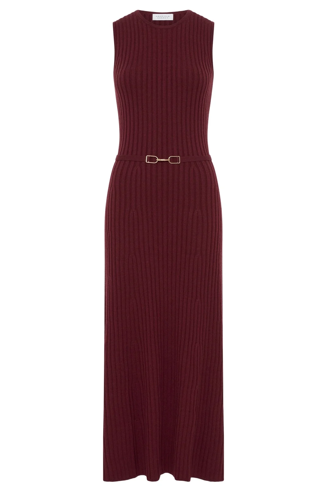 Gabriela Hearst Meier Knit Midi Dress in Bordeaux Merino Wool Cashmere