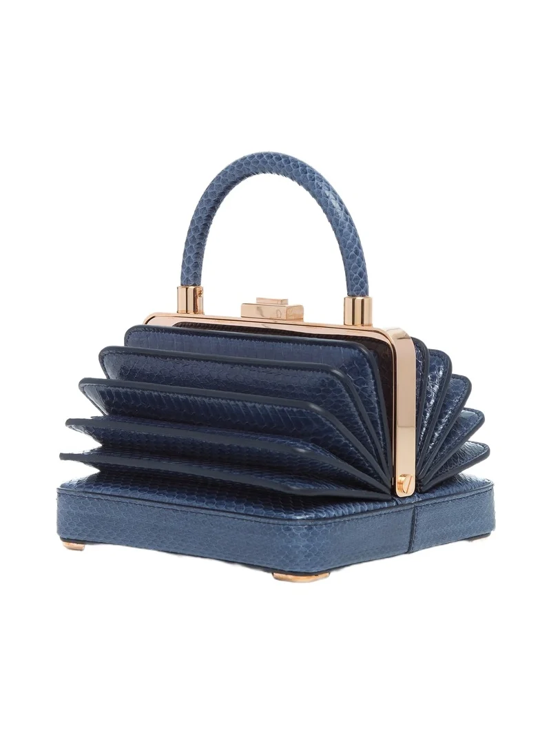 Gabriela Hearst Small Diana Bag in Navy Snakeskin