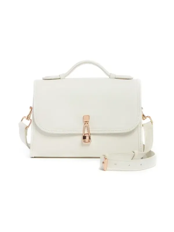 Small Leonora Flap Bag in Ivory Textured Leather Small Leonora Flap Bag in Ivory Textured Leather