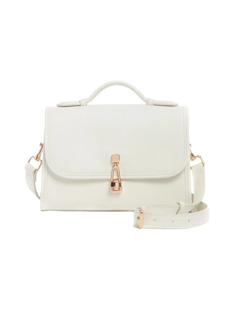 Gabriela Hearst Small Leonora Flap Bag in Ivory Textured Leather
