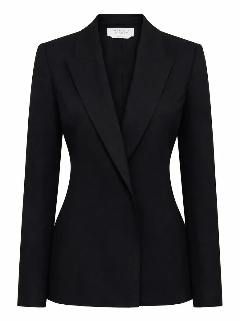Gabriela Hearst Aleah Blazer in Black Virgin Wool Crepe