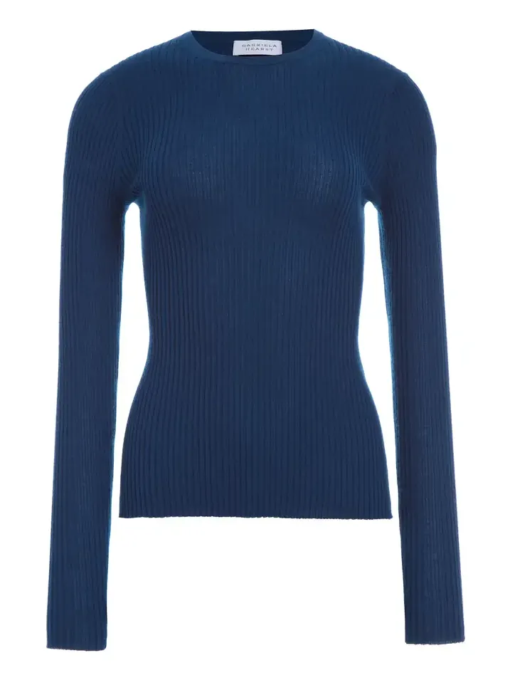 Gabriela Hearst Browning Knit Sweater in Washed Denim Cashmere Silk