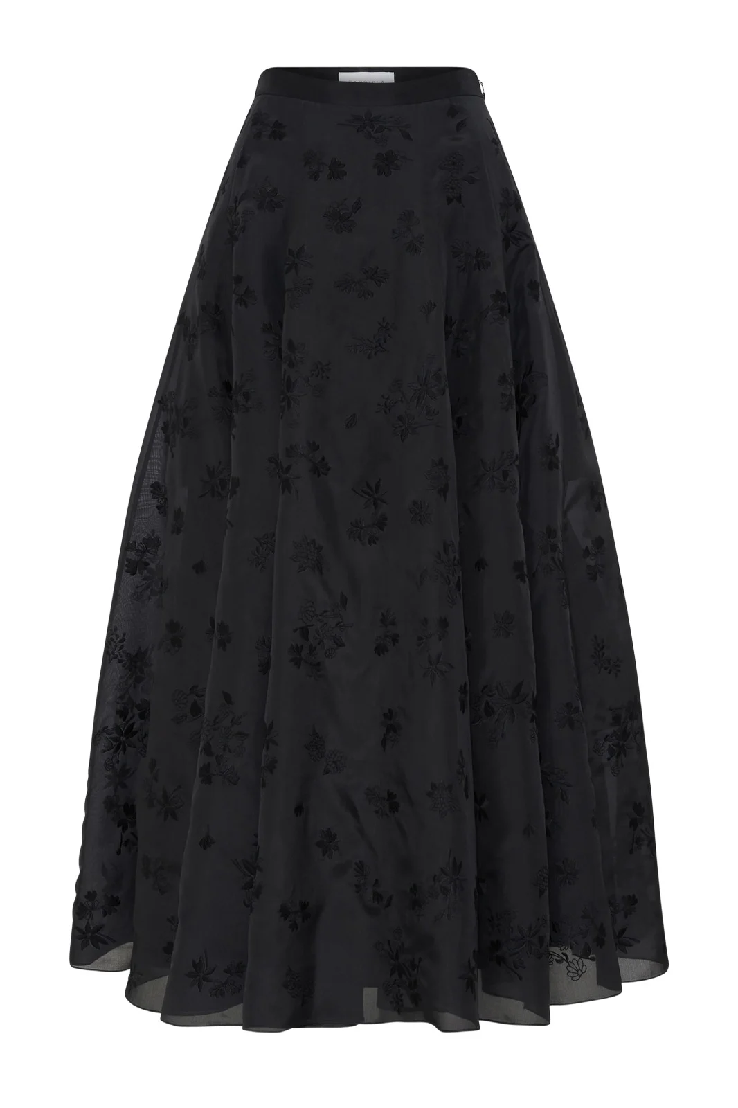 Gabriela Hearst Sonya Mia's Flowers Maxi Skirt in Black Embroidered Silk Organza