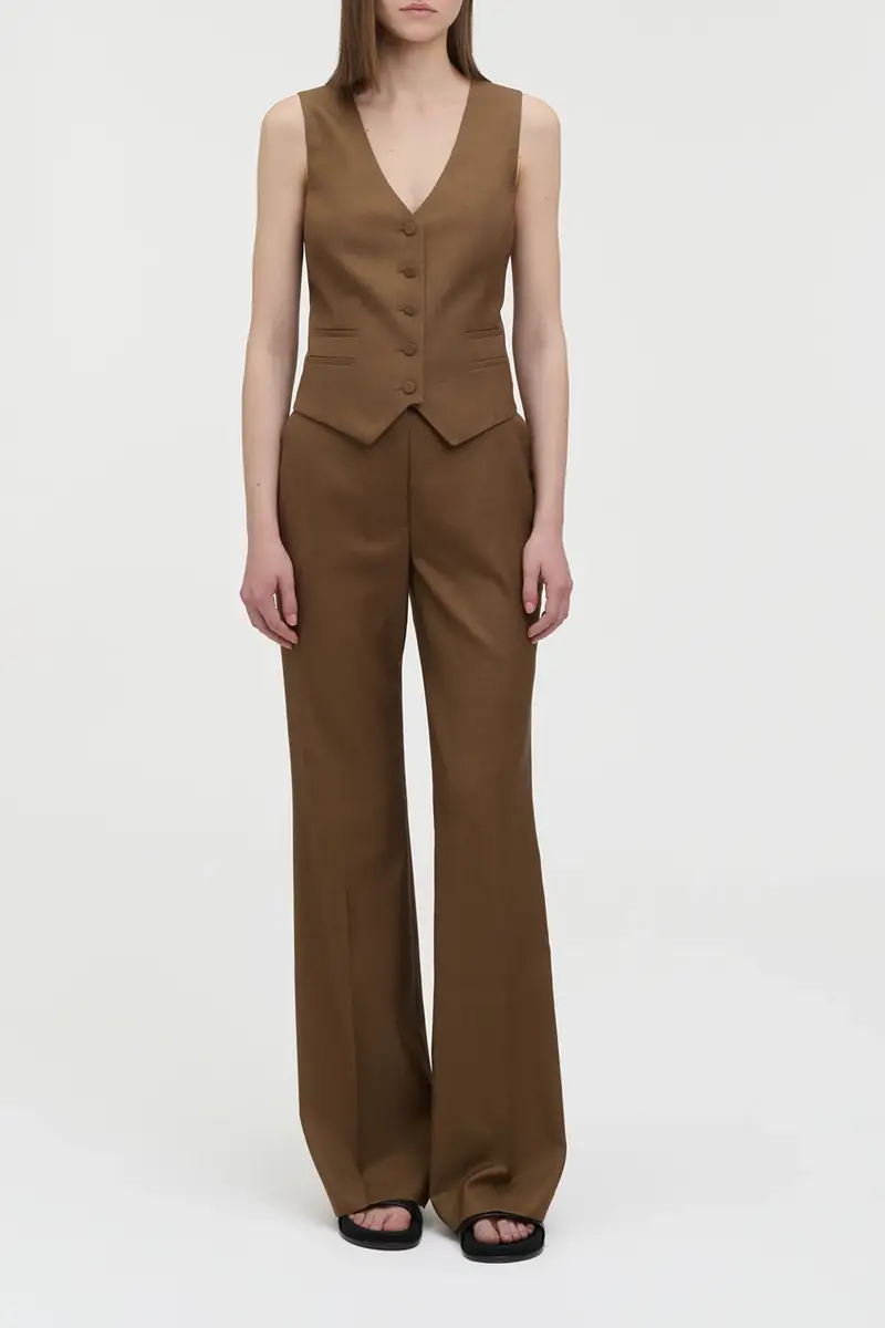 Gabriela Hearst Coleridge Vest in Chestnut Wool Silk | Thumbnail 2 Gabriela Hearst Coleridge Vest in Chestnut Wool Silk | Thumbnail 2