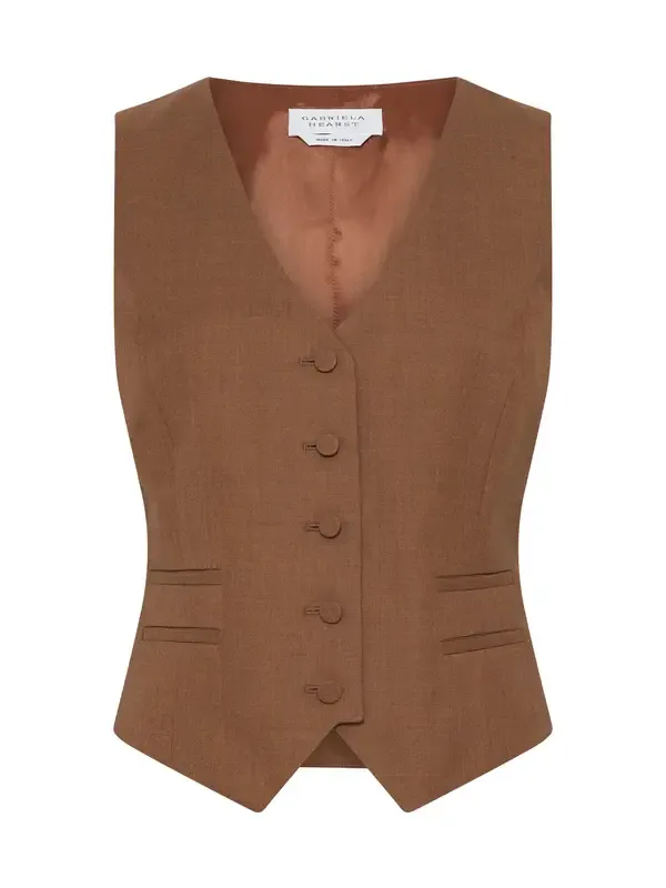 Coleridge Vest in Chestnut Wool Silk