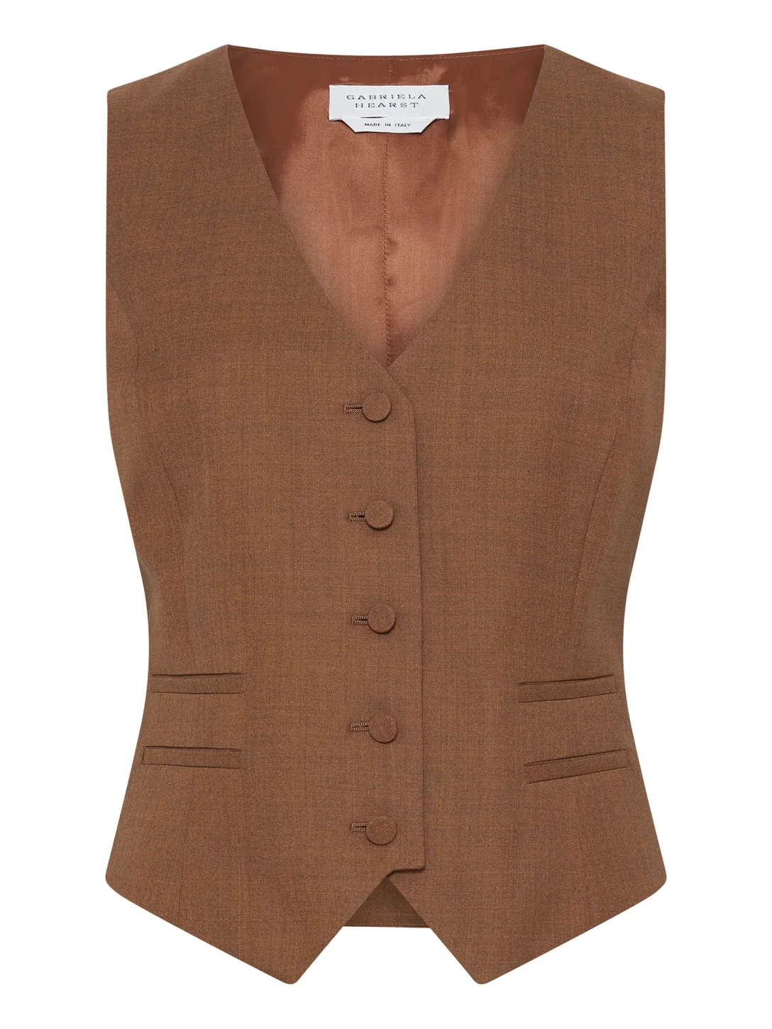 Gabriela Hearst Coleridge Vest in Chestnut Wool Silk