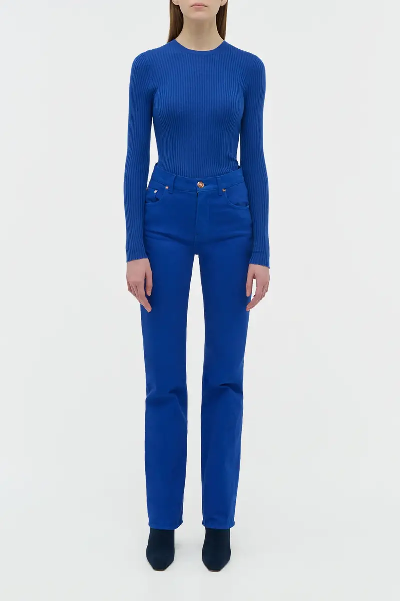 Gabriela Hearst Browning Knit Sweater in Cobalt Cashmere Silk | Thumbnail 2 Gabriela Hearst Browning Knit Sweater in Cobalt Cashmere Silk | Thumbnail 2