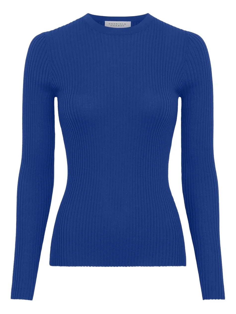 Browning Knit Sweater in Cobalt Cashmere Silk Browning Knit Sweater in Cobalt Cashmere Silk