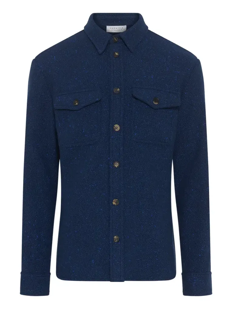 Lucas Overshirt in Electric Navy Speckled Cashmere