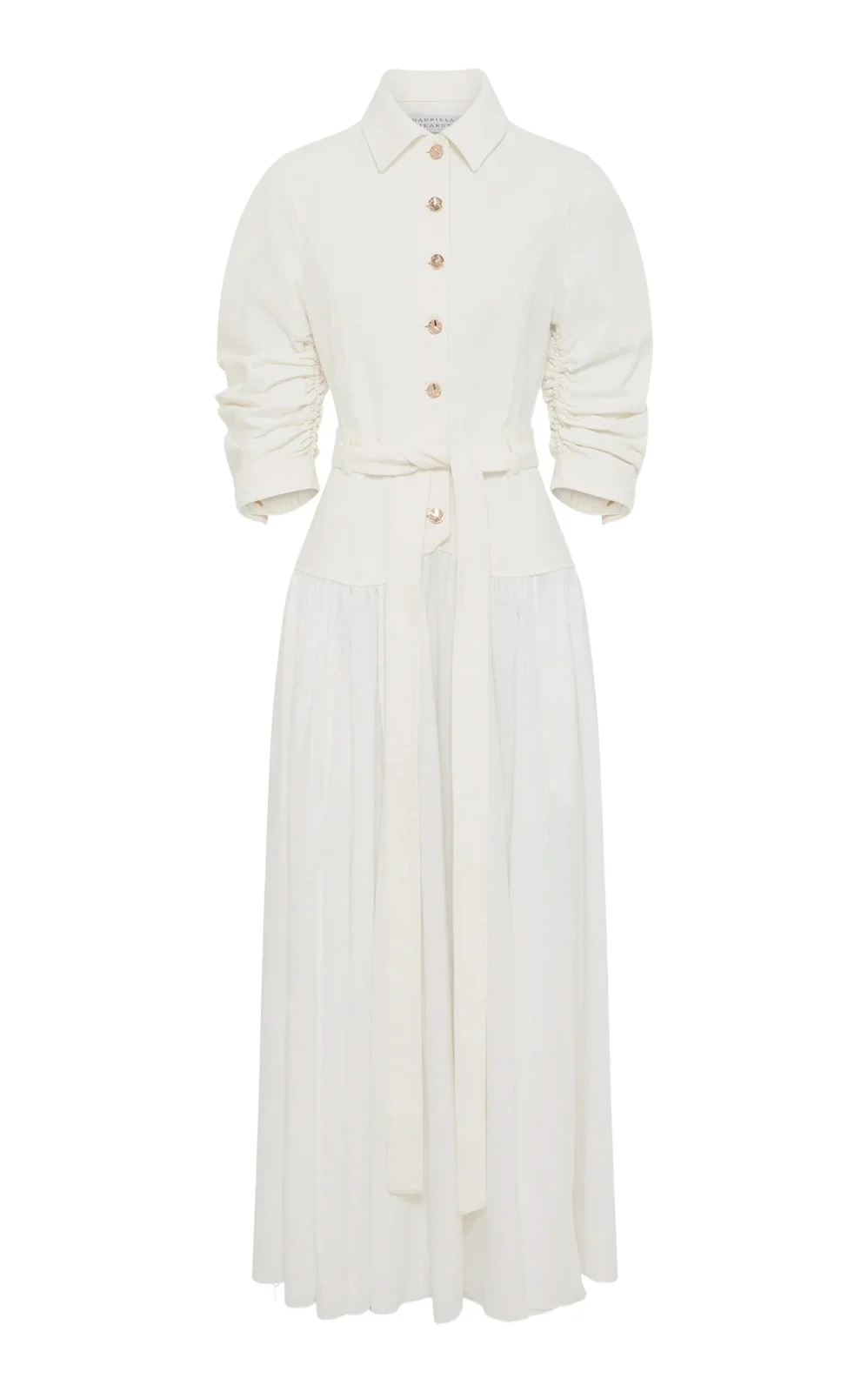 Gabriela Hearst Delyth Shirtdress in White Recycled Cotton Denim & Linen
