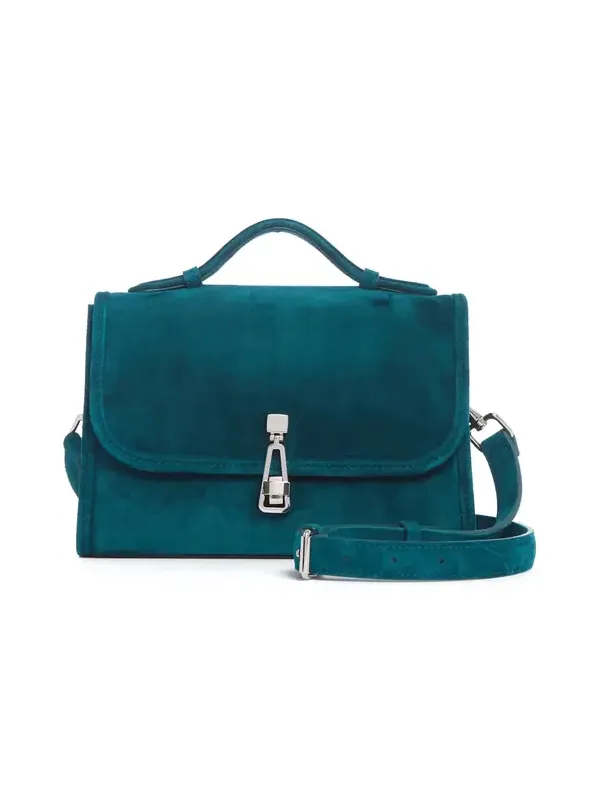 Small Leonora Flap Bag in Bottle Green Suede