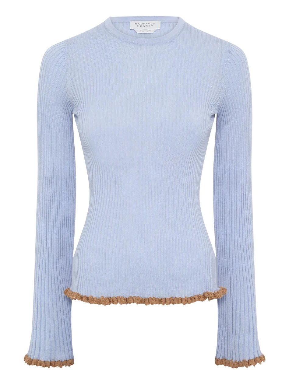 Erya Knit Crewneck Sweater in Halogen Blue Cashmere Silk Erya Knit Crewneck Sweater in Halogen Blue Cashmere Silk