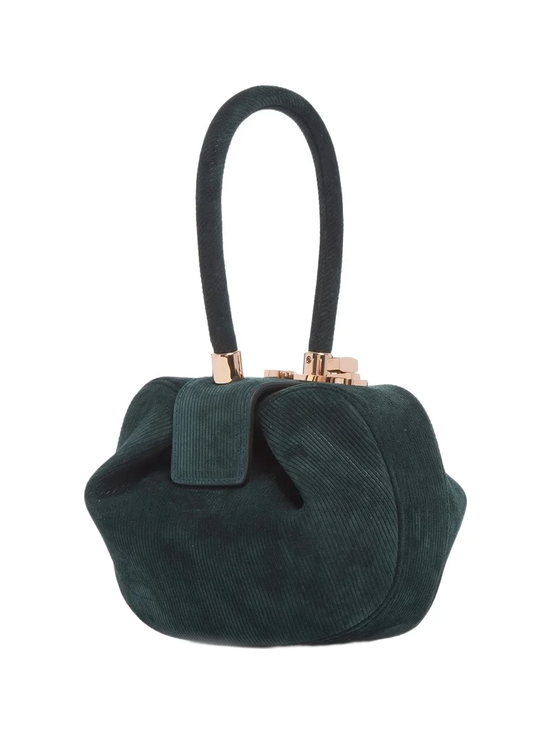 Demi Bag in English Green Suede Corduroy Demi Bag in English Green Suede Corduroy
