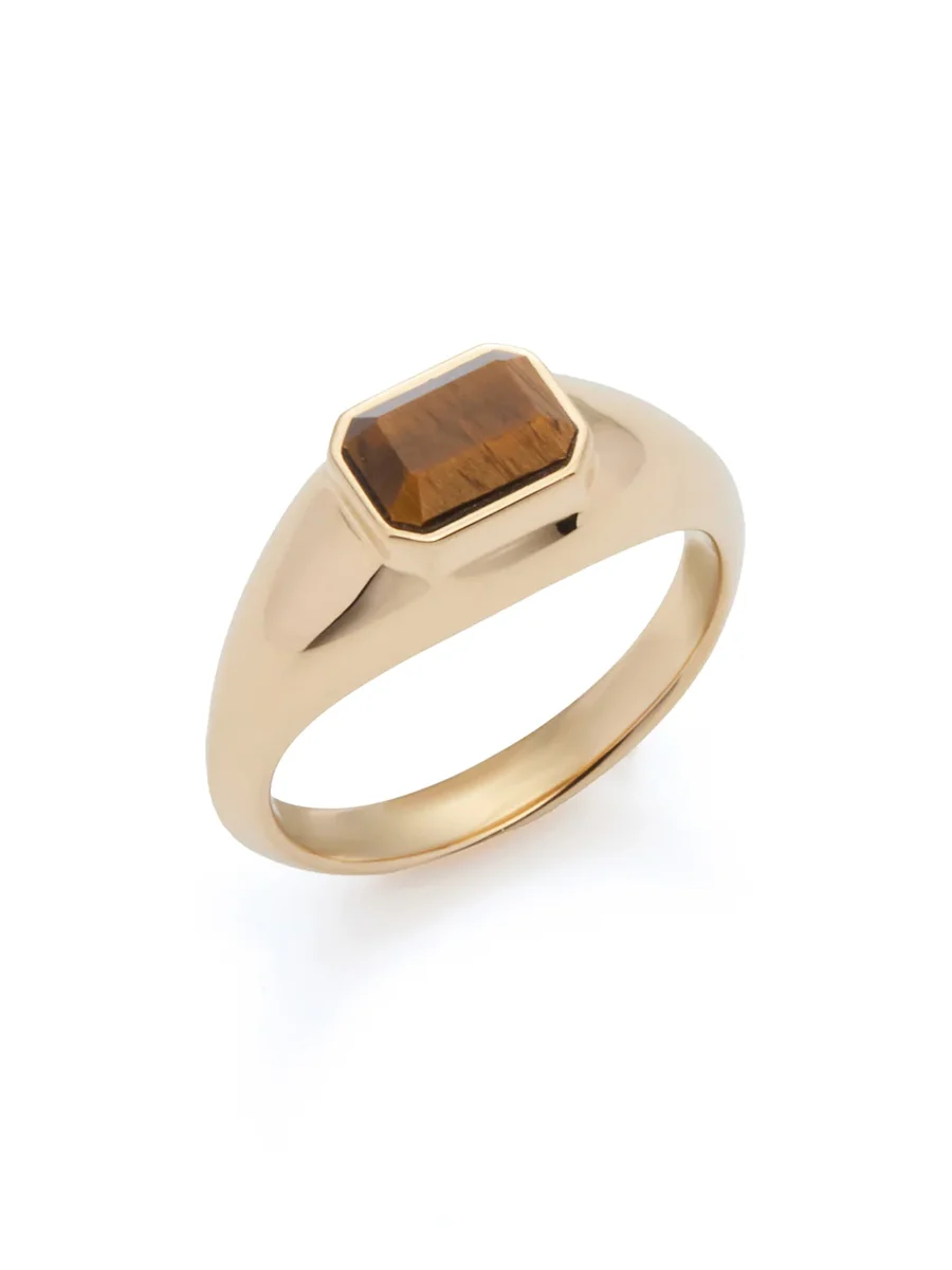 Gabriela Hearst Small Ring in 18K Yellow Gold & Tiger's Eye Stone