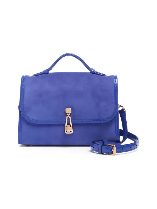 Small Leonora Flap Bag in Cobalt Suede Small Leonora Flap Bag in Cobalt Suede