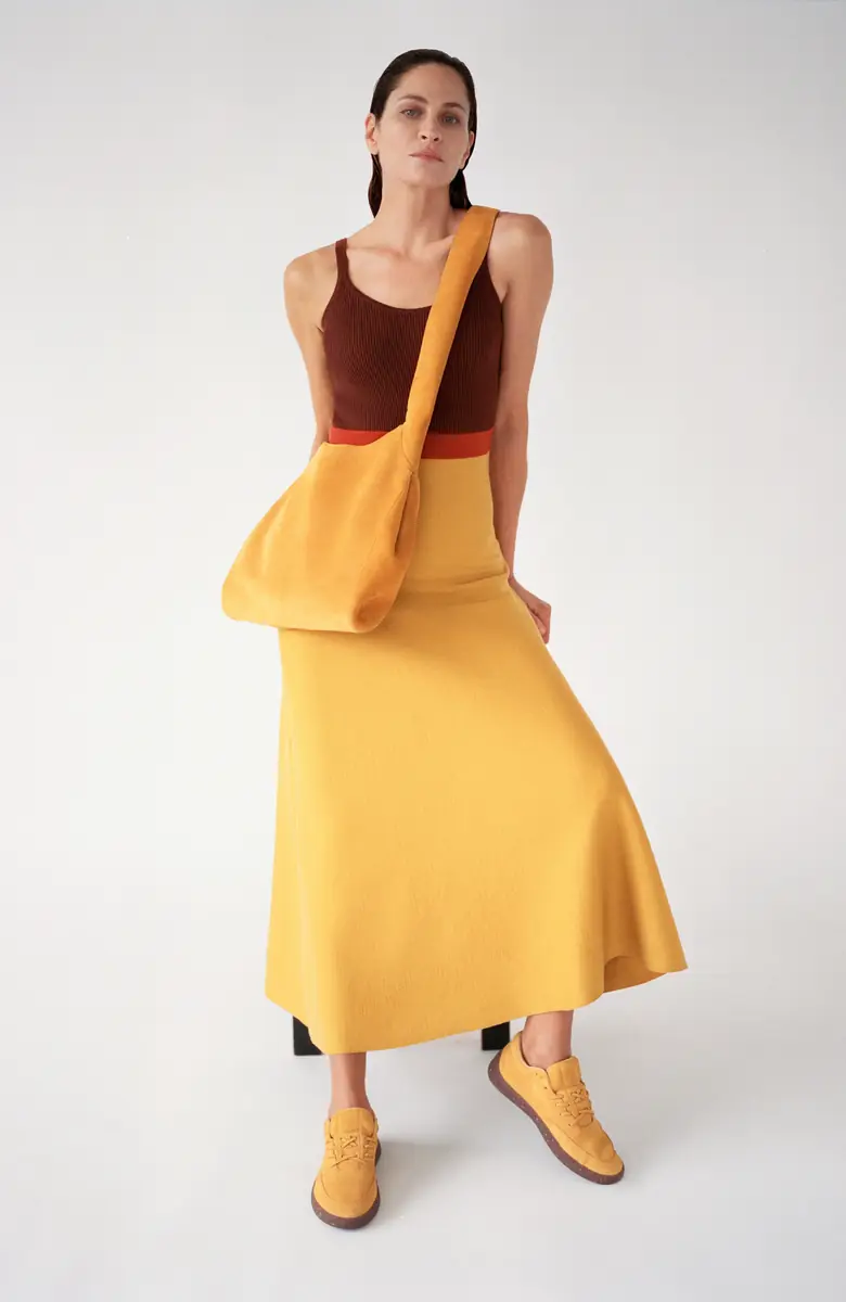 Gabriela Hearst Flaminius Knit Midi Dress in Golden Birch Merino Wool | Thumbnail 2