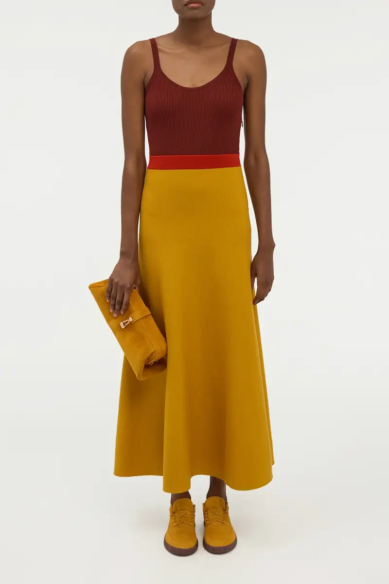 Gabriela Hearst Flaminius Knit Midi Dress in Golden Birch Merino Wool | Thumbnail 3