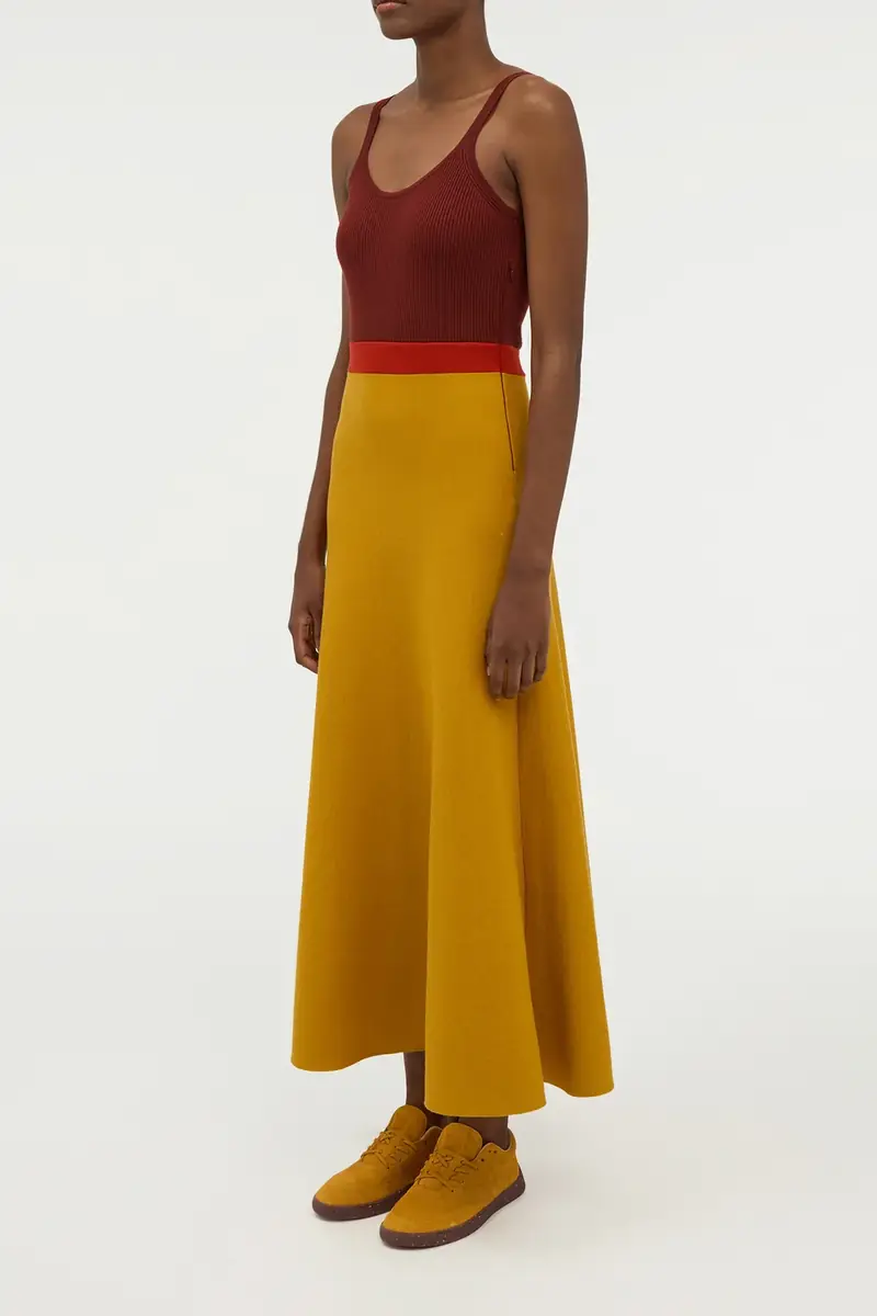 Gabriela Hearst Flaminius Knit Midi Dress in Golden Birch Merino Wool | Thumbnail 4