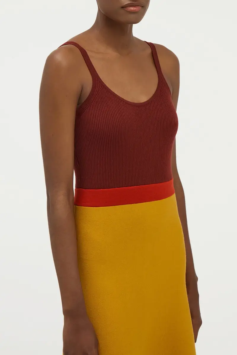 Gabriela Hearst Flaminius Knit Midi Dress in Golden Birch Merino Wool | Thumbnail 6