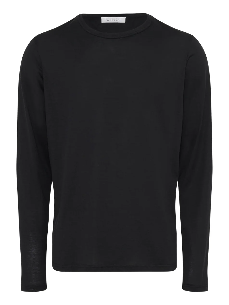 Gabriela Hearst Owen Long Sleeve T-Shirt in Black Cashmere Jersey