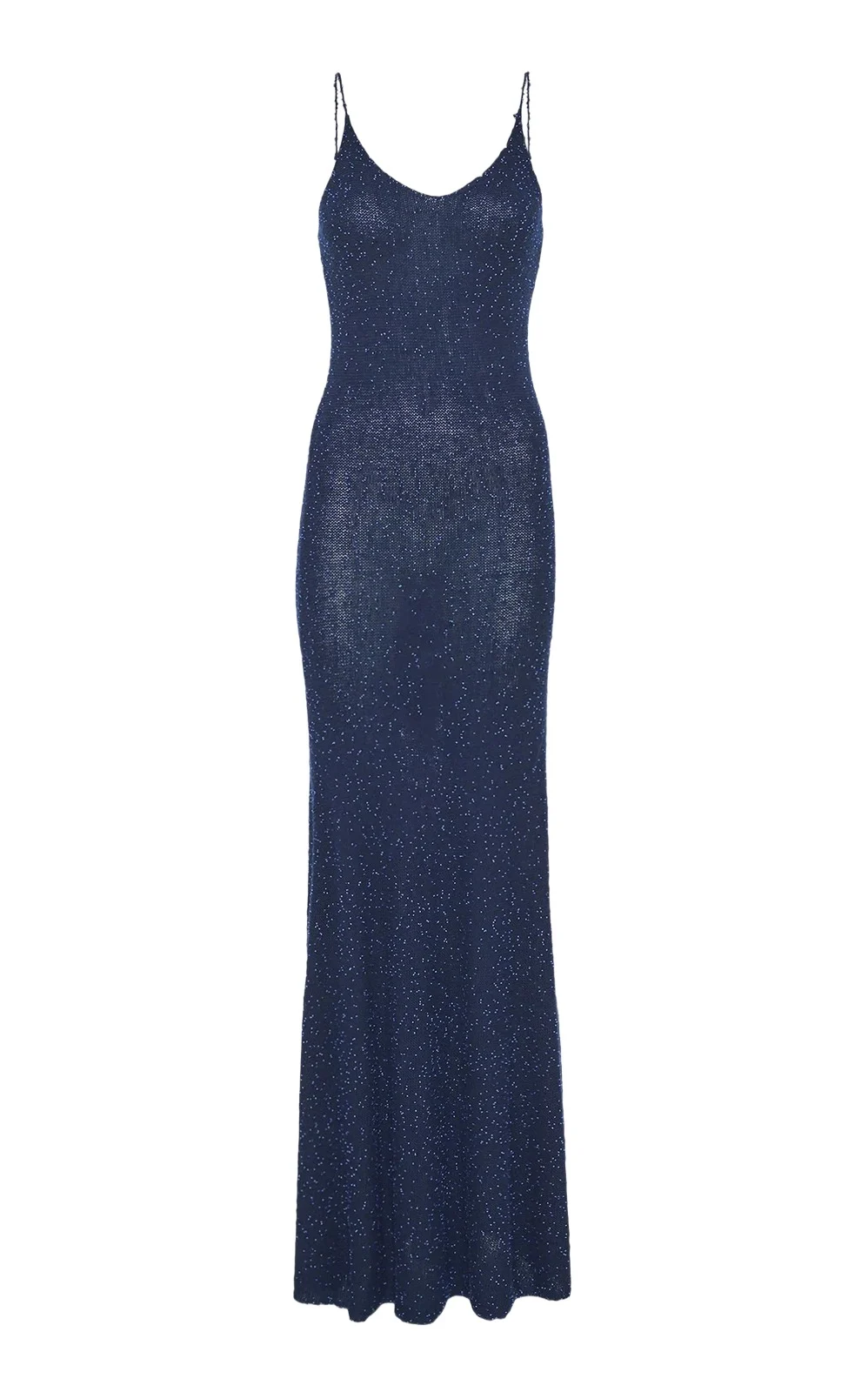 Gabriela Hearst Florian Knit Maxi Slip Dress in Electric Navy Beaded Cashmere Silk