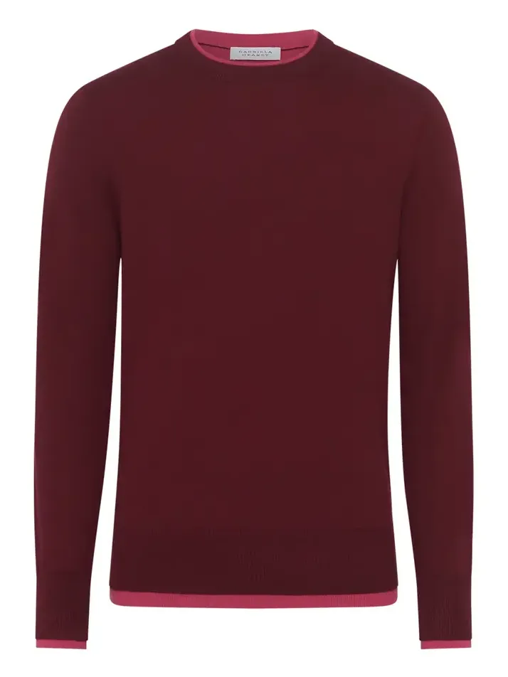 Gabriela Hearst Wells Reversible Knit Sweater in Bordeaux & Fuchsia Cashmere Silk