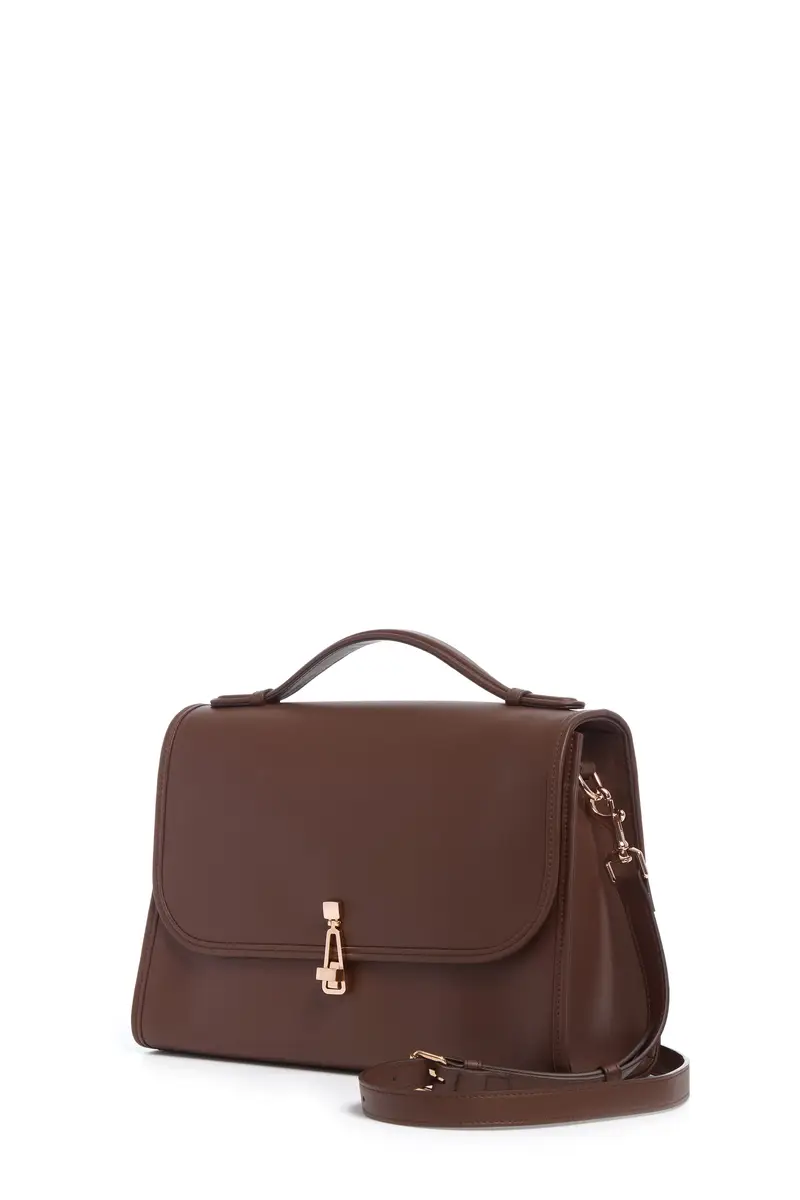 Gabriela Hearst Large Leonora Flap Bag in Chocolate Leather | Thumbnail 2 Gabriela Hearst Large Leonora Flap Bag in Chocolate Leather | Thumbnail 2