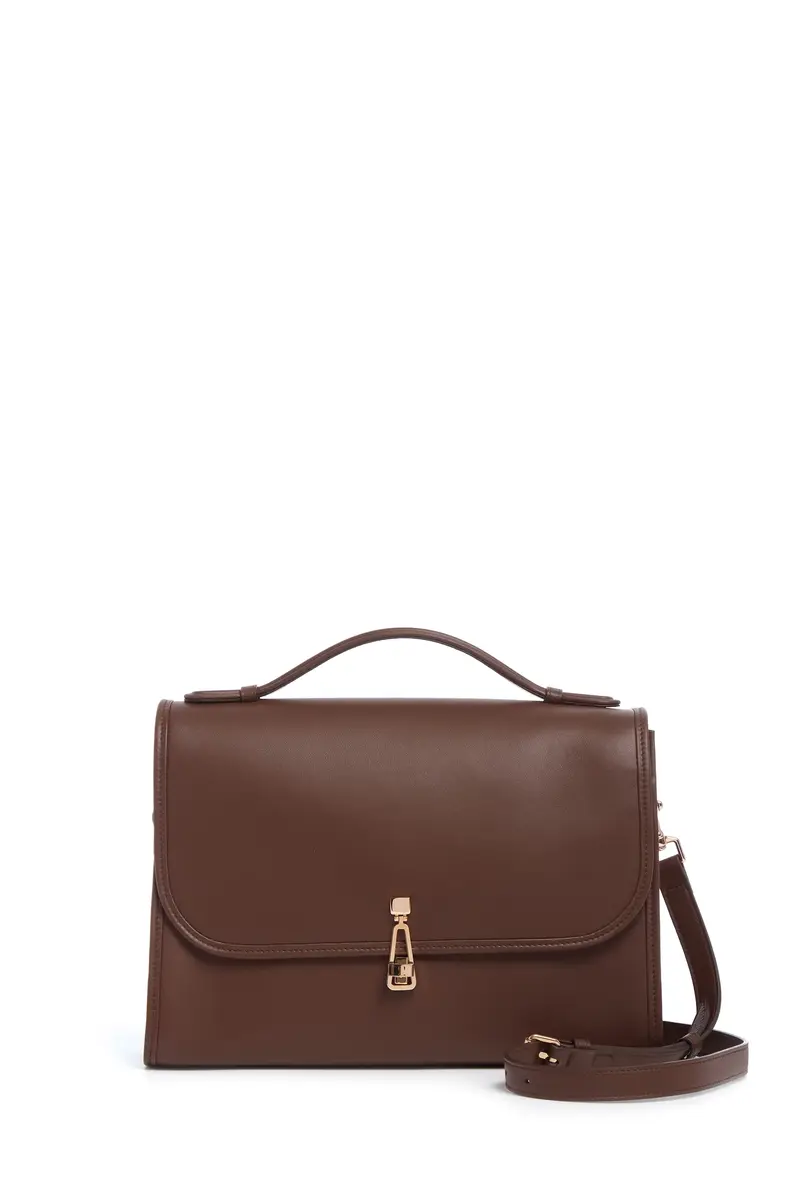 Large Leonora Flap Bag in Chocolate Leather Large Leonora Flap Bag in Chocolate Leather