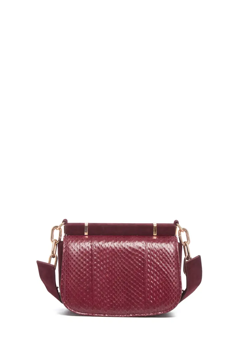 Gabriela Hearst Small Dern Crossbody Bag in Bordeaux Snakeskin & Suede | Thumbnail 3