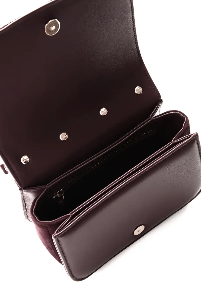 Gabriela Hearst Small Dern Crossbody Bag in Bordeaux Snakeskin & Suede | Thumbnail 4