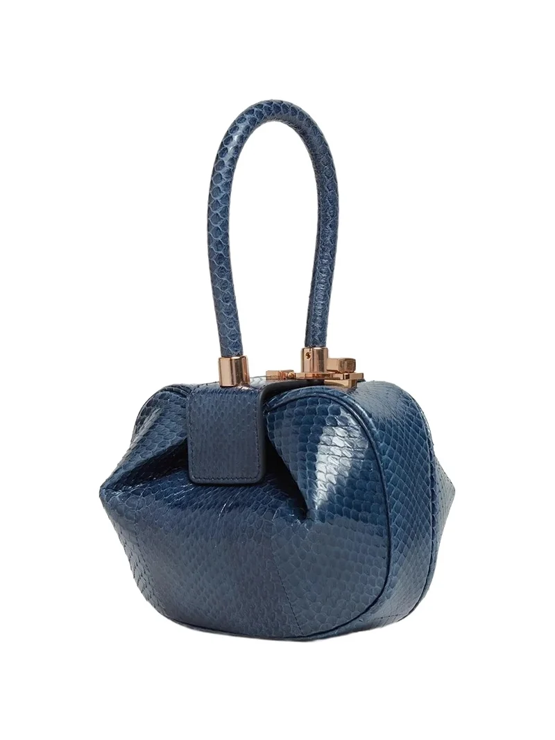 Gabriela Hearst Demi Bag in Navy Snakeskin