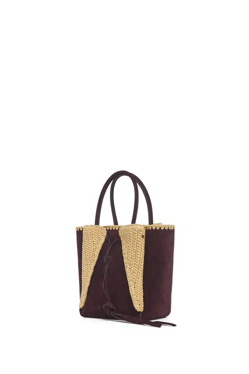 Gabriela Hearst Small Marija Tote Bag in Bordeaux Suede & Raffia | Thumbnail 4 Gabriela Hearst Small Marija Tote Bag in Bordeaux Suede & Raffia | Thumbnail 4