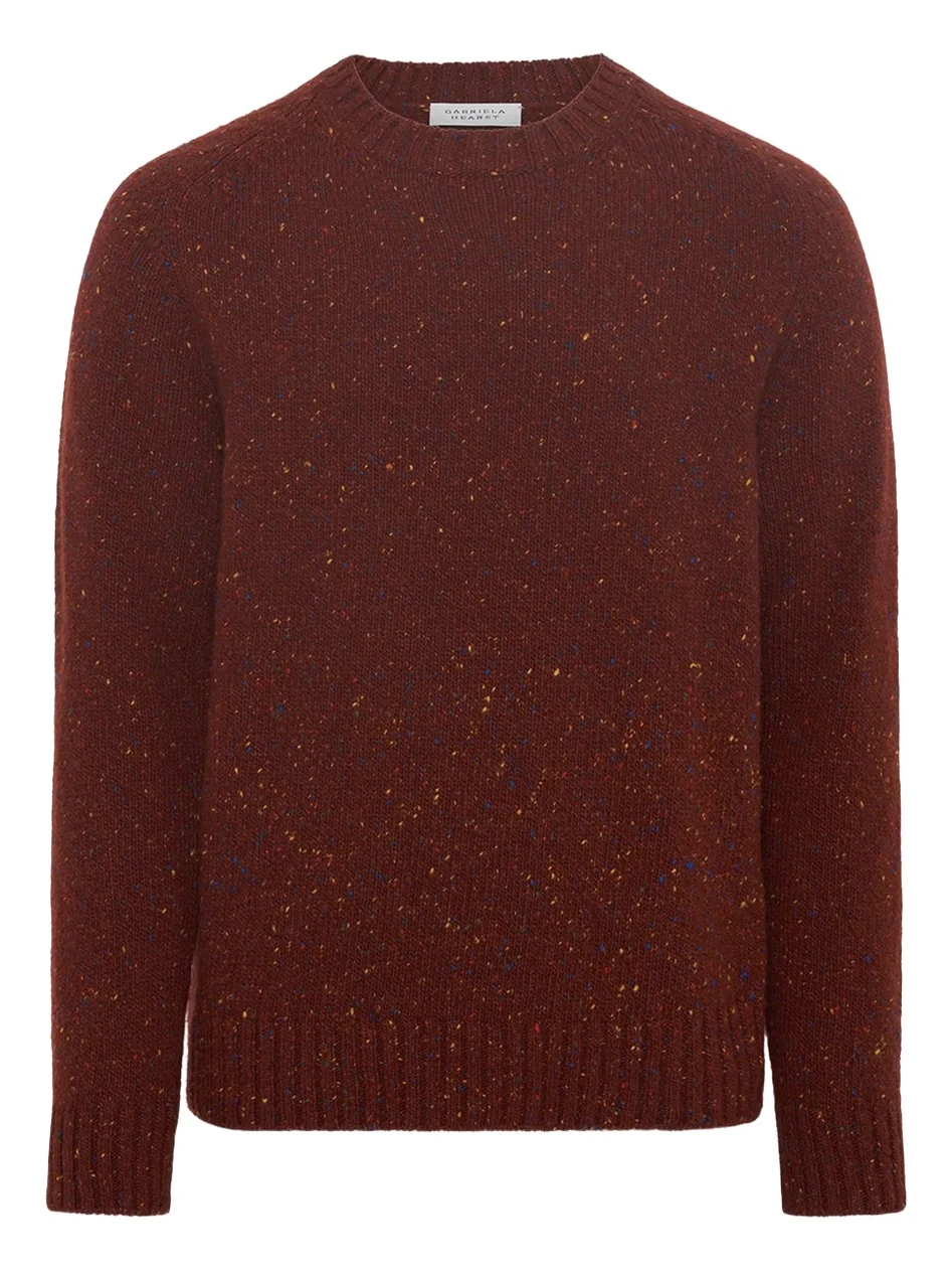 Daniel Knit Sweater in Burnt Sienna Multi Speckled Aran Cashmere