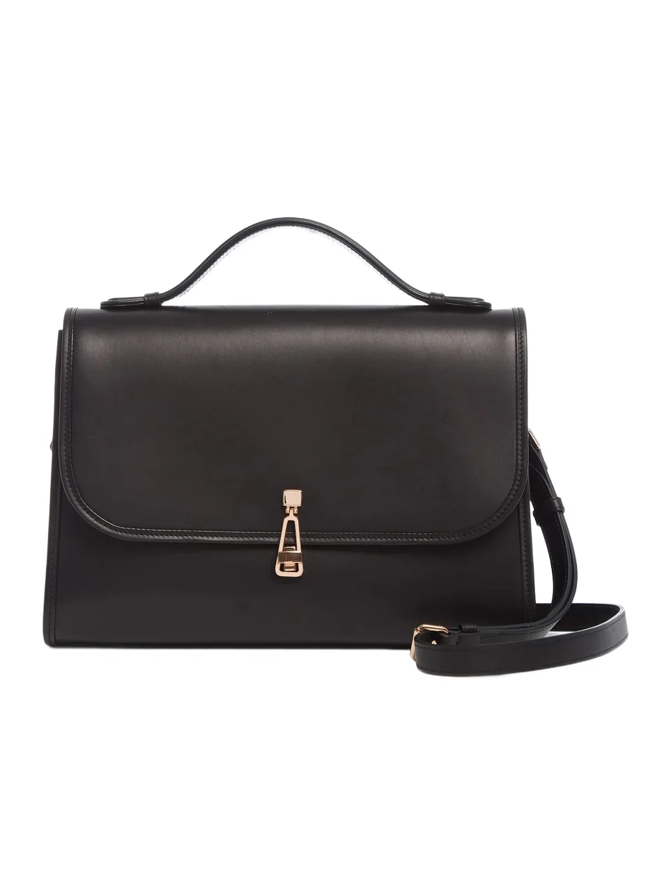 Large Leonora Flap Bag in Black Leather
