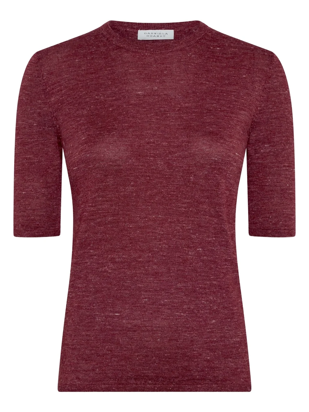 Gabriela Hearst Chryse Knit T-Shirt in Bordeaux Cashmere Silk with Hemp
