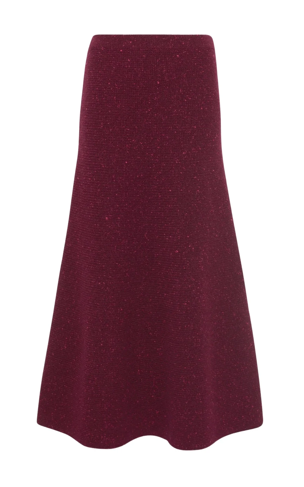 Gabriela Hearst Eden Knit Midi Skirt in Bordeaux Speckled Aran Cashmere