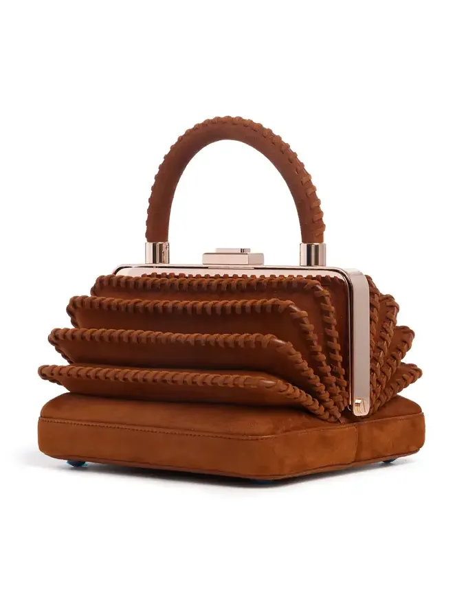 Gabriela Hearst Whipstitch Diana Bag in Cognac Suede