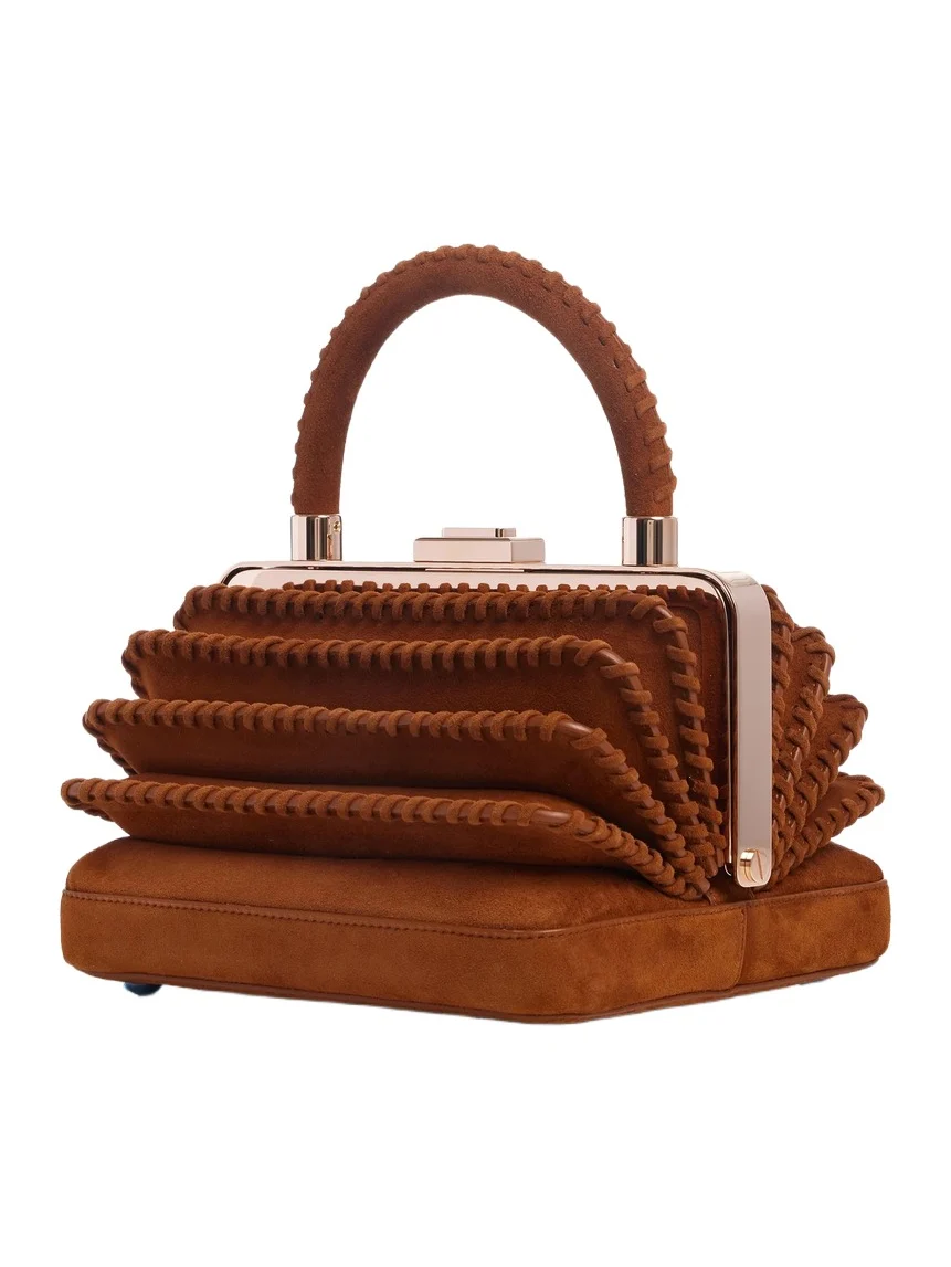 Gabriela Hearst Whipstitch Diana Bag in Cognac Suede